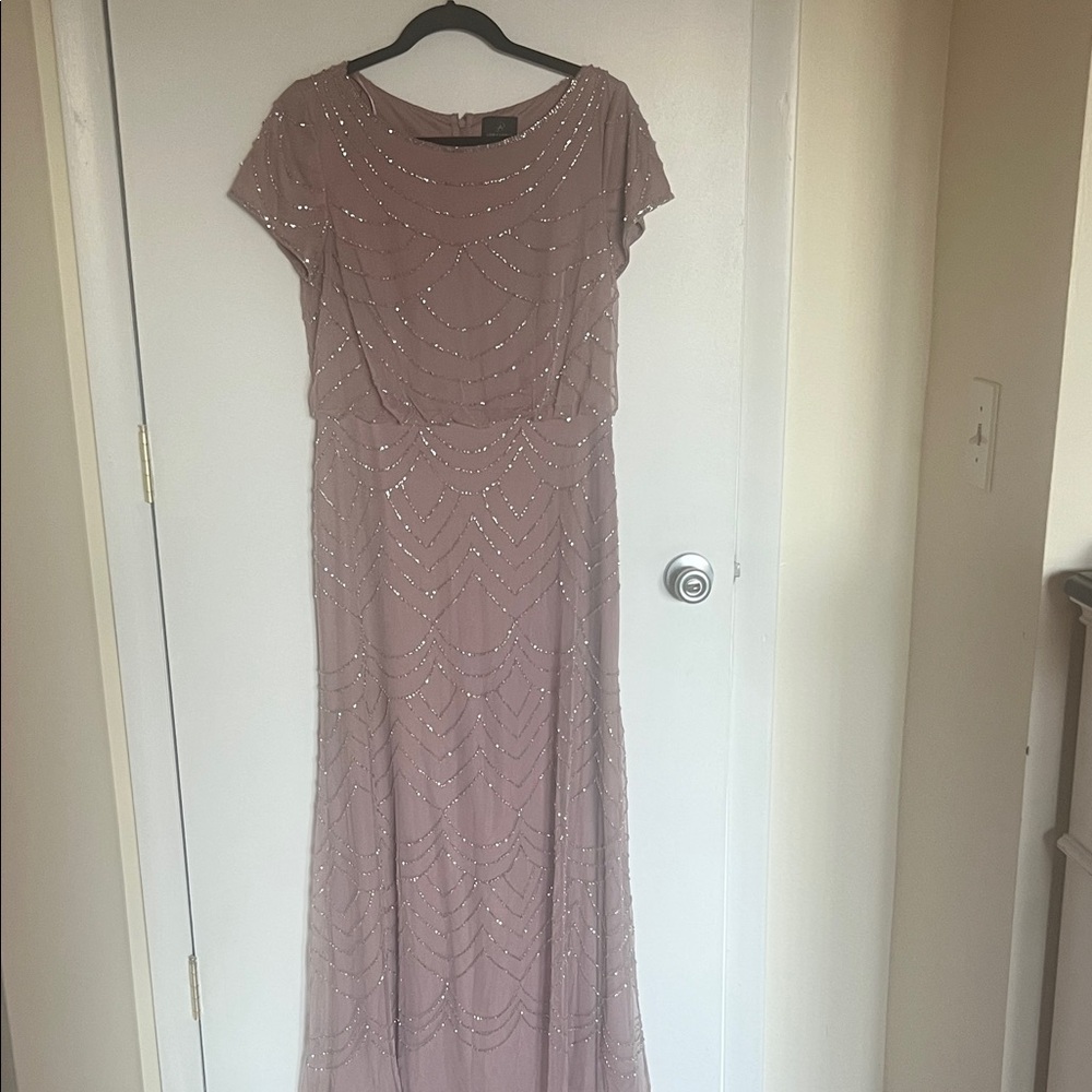 Adrianna Papell Dusty Pink Beaded Maxi Dress